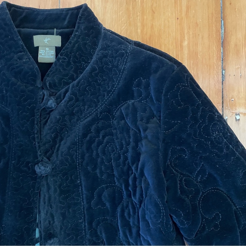 Anthropologie Navy Blue Velvet Quilted Jacket